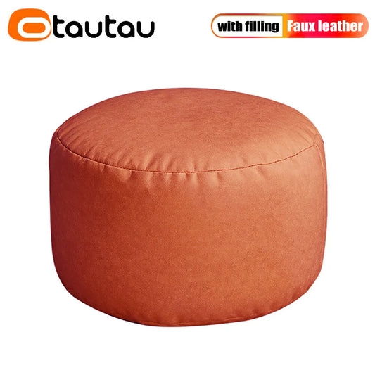 Otautau Beanbag Poggiapiedi Rotondo In Ecopelle Con Sedile Soffio D30xH20cm Sgabello Pouf Per Pavimento