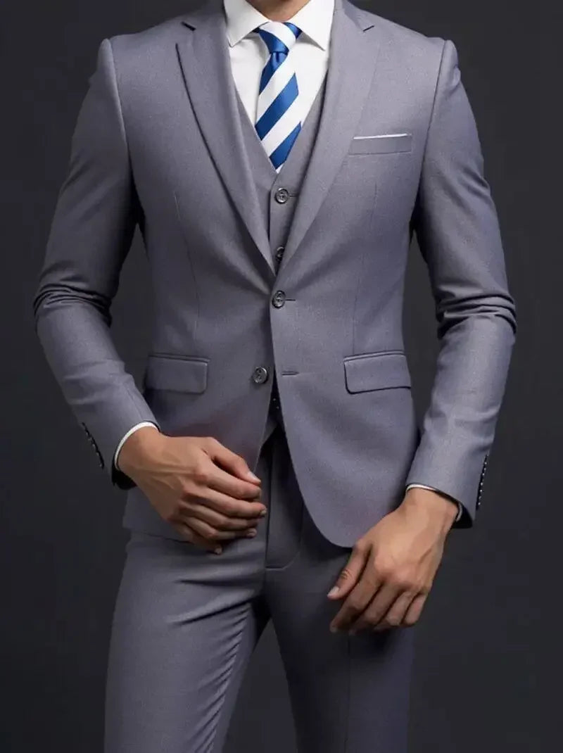 Completo Tre Pezzi Uomo Stile Britannico Elegante Per Matrimoni Cerimonie Banchetti Comfort Sobrietà Presenza
