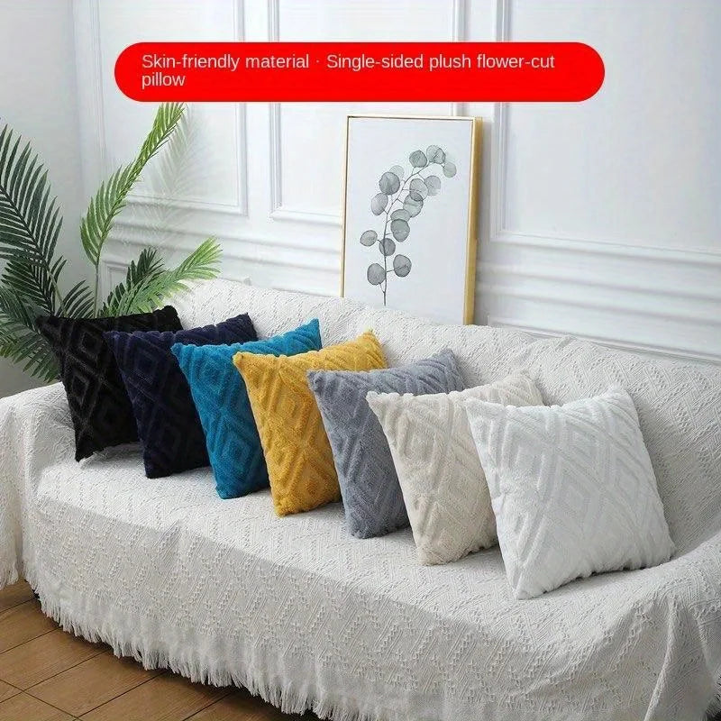 Fodera Per Cuscino In Peluche Jacquard Rombo Grigio Poliestere 100 Percento Stile Nordico Per Divano Ufficio Auto