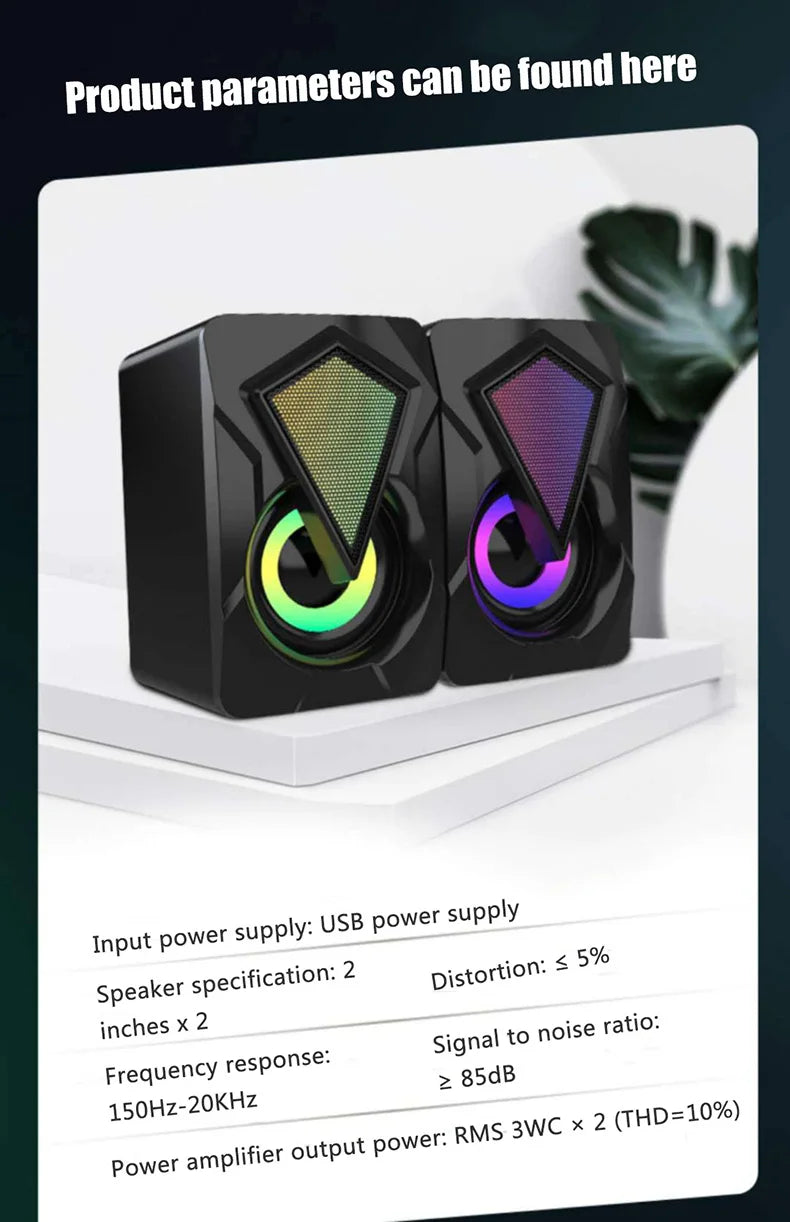 Mini Altoparlante In Cristallo Con Luce RGB Per Computer Alimentatore USB Ausiliario E Porta 3 5 Mm Adatto A Monitor