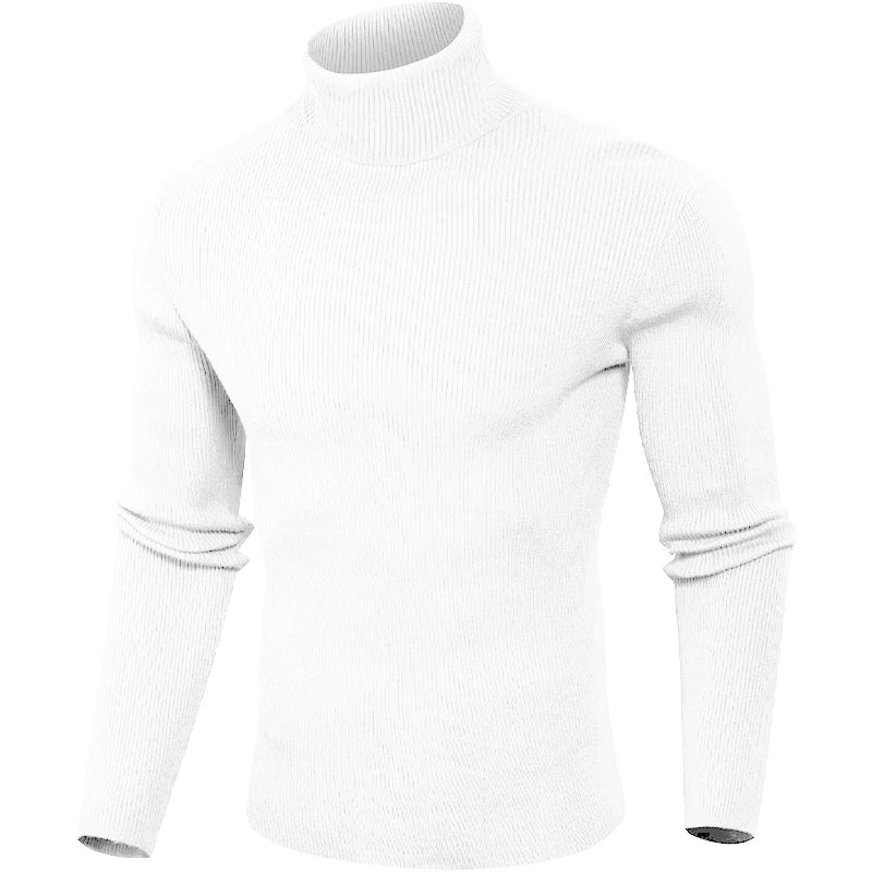 Dolcevita Di Lana Rigata Da Uomo Caldo Pullover In Maglia Casual Senza Cappuccio