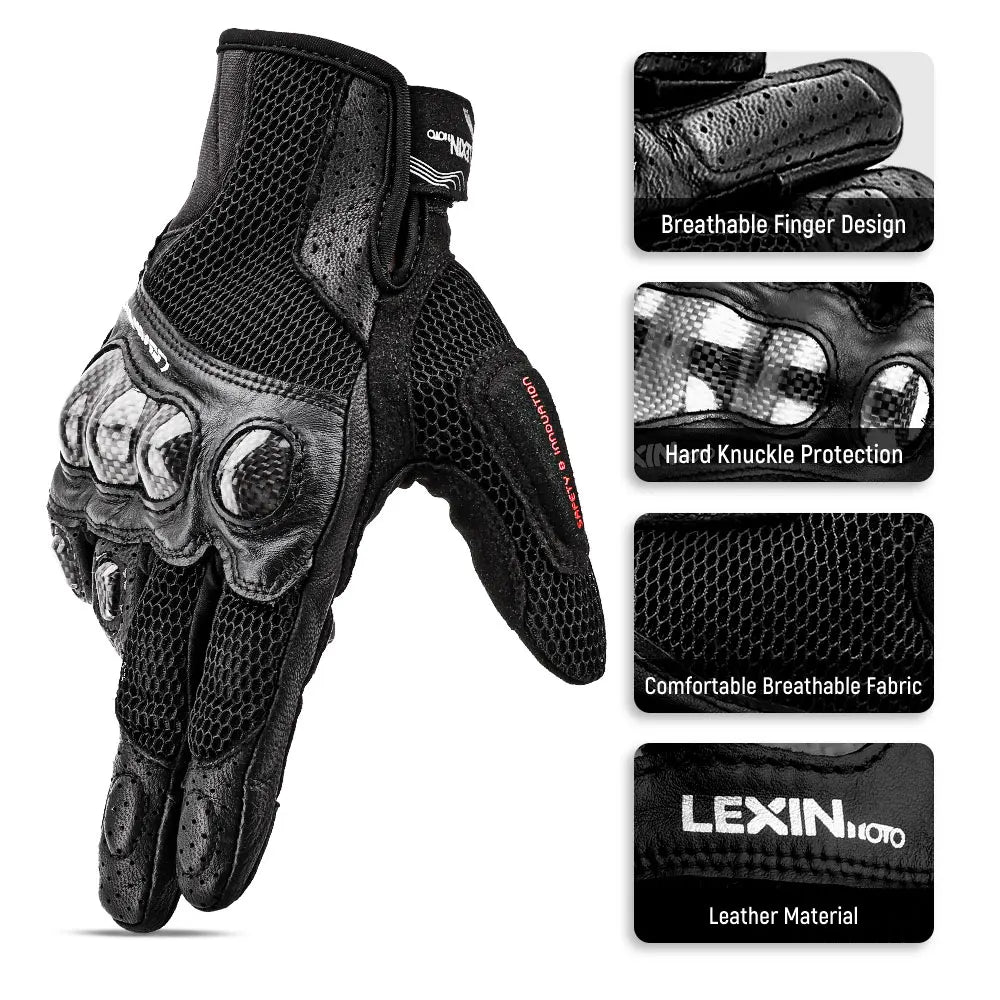 Guanti Estivi Lexin da Uomo per Moto Traspiranti Protezione Mani Design Touchscreen Equitazione Ciclismo