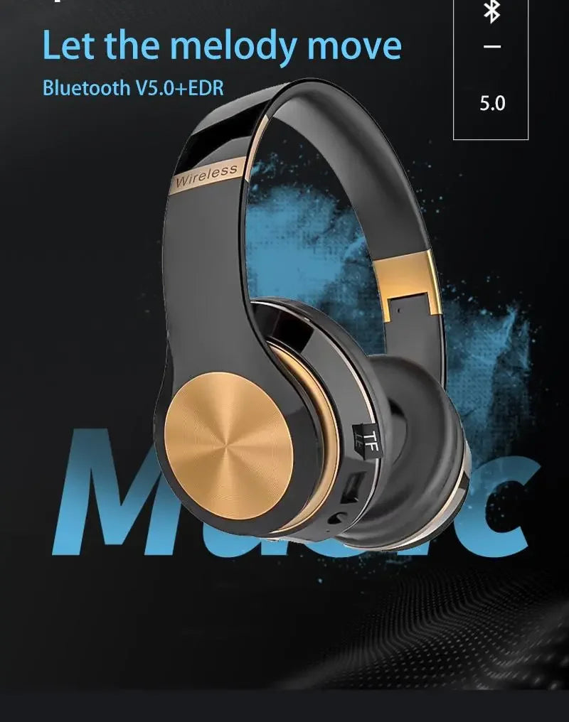 Auricolare Bluetooth T5 Pieghevole Con Microfono Integrato Per PC Gaming E Assistente Vocale Wireless E Cablate 3,5 Mm
