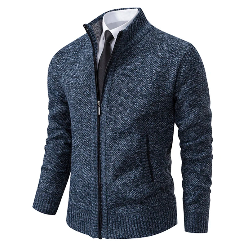 Cappotto Sportivo Casual Da Uomo In Jersey Autunno Inverno Con Colletto Alla Coreana E Cerniera Frontale In Pile