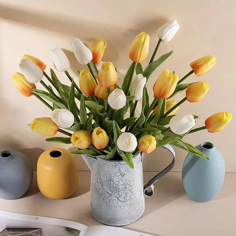 10 pezzi di fiori artificiali di tulipano, bouquet al tocco reale, fiori finti, decorazione per forniture di nozze, decorazioni per la casa, fiori di San Valentino