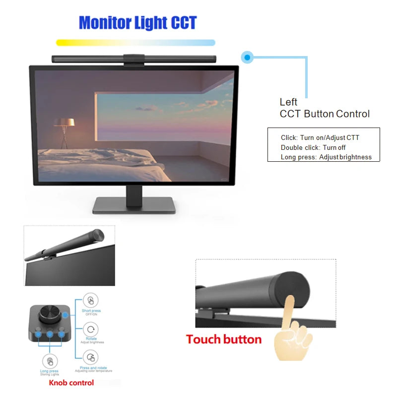 Barra Luminosa LED 44 Cm Per Monitor E Scrivania Con Atmosfera RGB Dimmerabile Ideale Per Studio E Lavoro