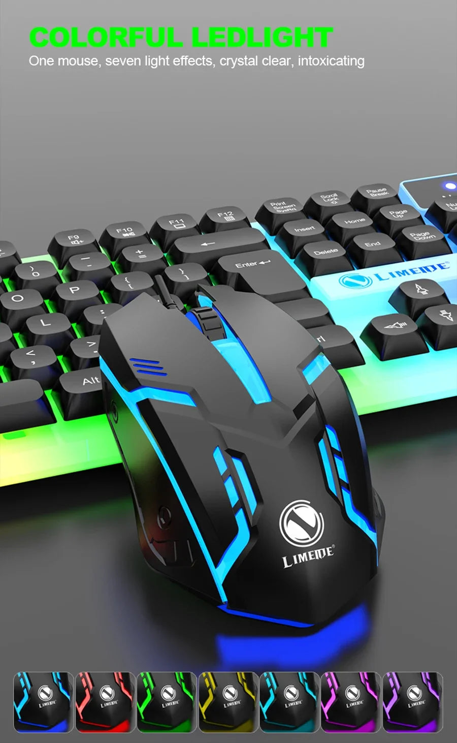 NG GTX350 Tastiera Da Gioco E Mouse Combo USB Cablata Con Retroilluminazione LED Per PC Desktop Nero