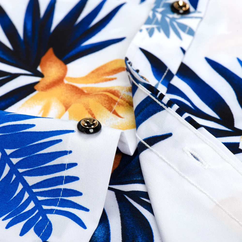 Camicia Da Uomo Maniche Lunghe Stampa Color Block Elasticizzata Con Bottoni Per Vacanze Estive In Spiaggia