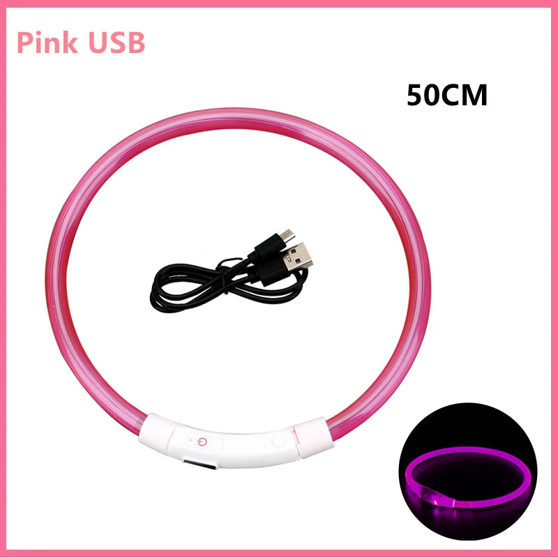 Collare Luminoso USB Ricaricabile Con Led Regolabile Cani Di Piccola Taglia E Gatti Luce Notturna Sicurezza Animali