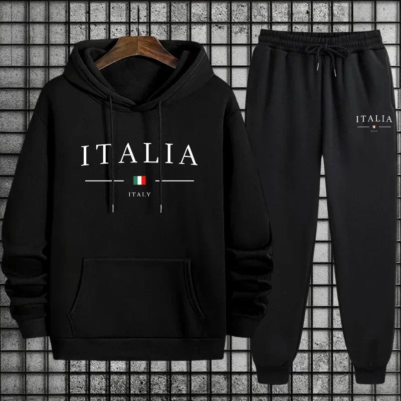 Tuta Da Uomo Di Qualità Con Cappuccio Monopezzo Felpe Con Stampa Streetwear Autunno Inverno Pantaloni