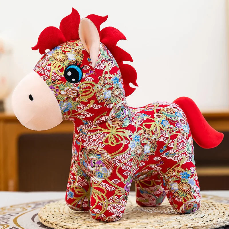 Mascotte Di Capodanno Cavallo Di Peluche 15 20 cm Panno Cavallo Decorazione Per La Famiglia Atmosfera Per Le Vacanze