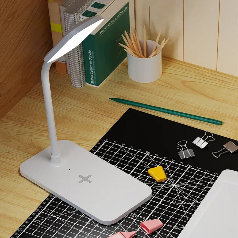 Lampada Da Scrivania LED Con Ricarica Wireless E Porta USB Dimmerabile Touch Luce Notturna Per Lettura E Giochi A Casa