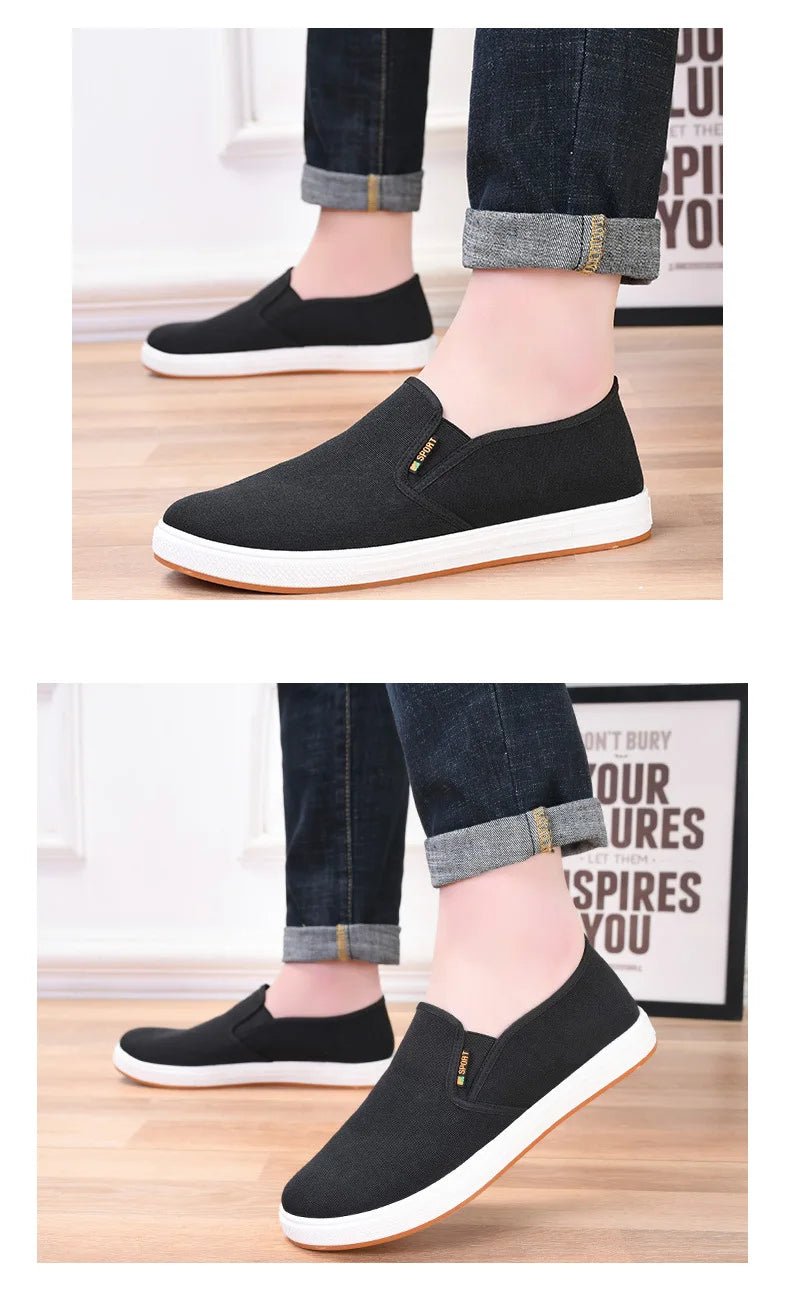 Scarpe Da Ginnastica In Tela Da Uomo Basse Leggere Vulcanizzate Slip On Casual Spedizione Gratuita A Prezzi Accessibili