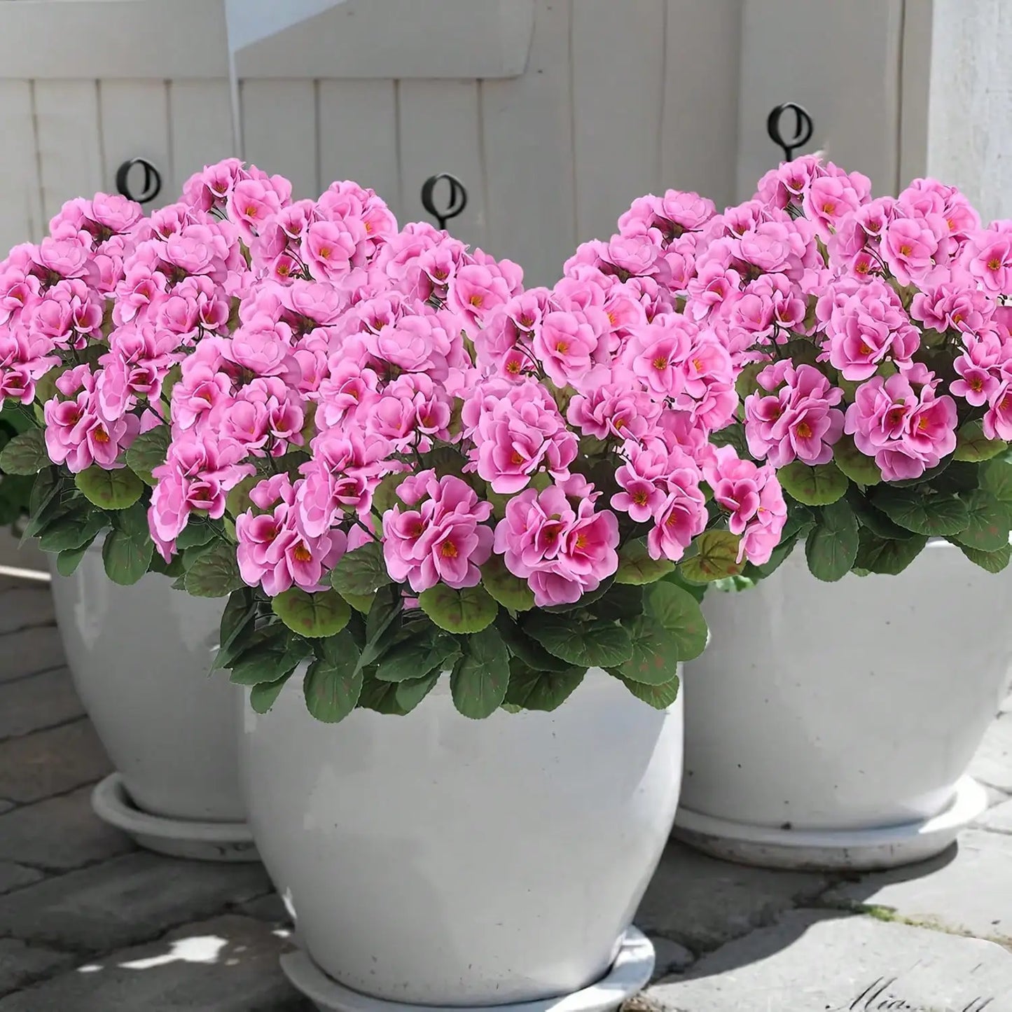 1 2 4 Pezzi Fiori Artificiali Realistici Con Fogliame Verde Per Esterni Portico Patio Finestra Fioriera Sospesa