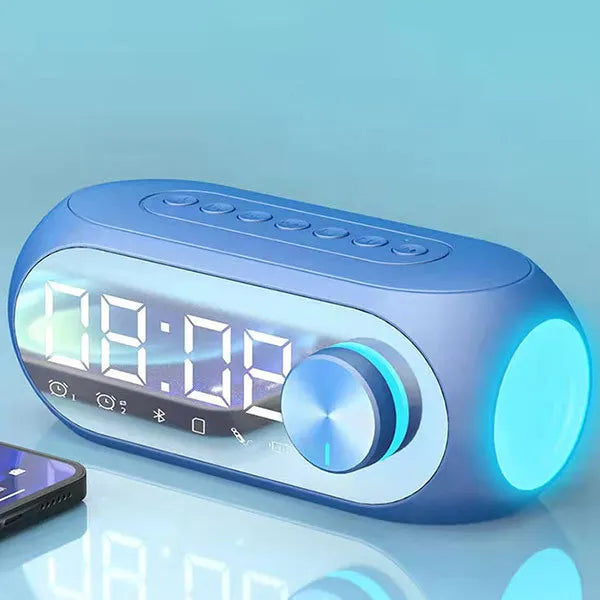 Sveglia Radio FM Con Altoparlante Bluetooth Subwoofer Portatile Con Lampada Integrata E Suono Wireless