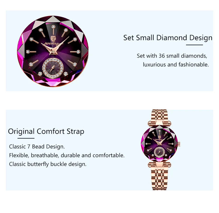 Orologio Da Donna Di Lusso POEDAGAR Impermeabile Al Quarzo Casuale Elegante Con Scatola Inclusa