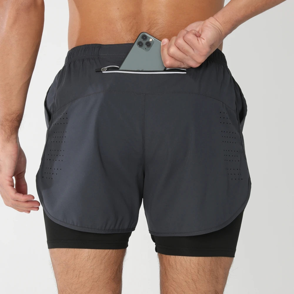 Pantaloncini Da Corsa Da Uomo 2 In 1 Palestra Asciugatura Rapida Pantaloni Corti Sportivi Estivi