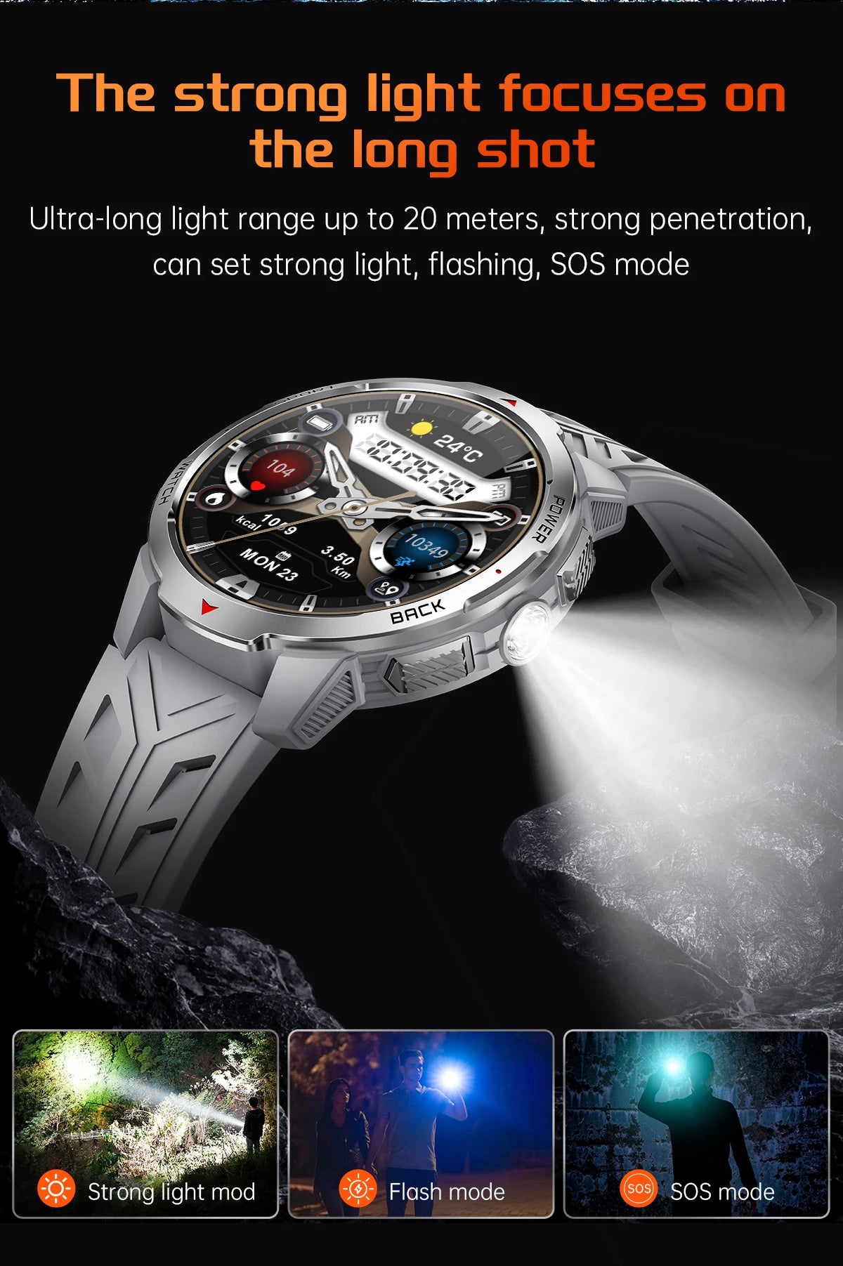 LIGE Smartwatch Da Uomo Bluetooth Chiamata Impermeabile 3ATM Batteria 1100mAh Bussola Esterna Per Sport Fitness