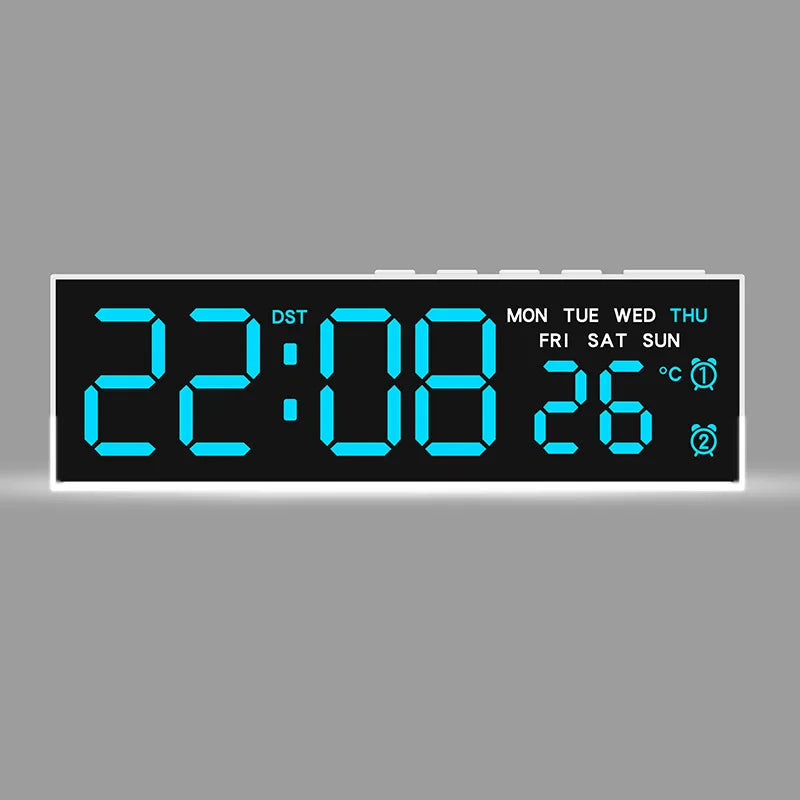 Sveglia Digitale USB Con Luce D'Ambiente Bianca Orologio Da Tavolo LED 12/24 Ore, 3 Livelli Di Luminosità, DST