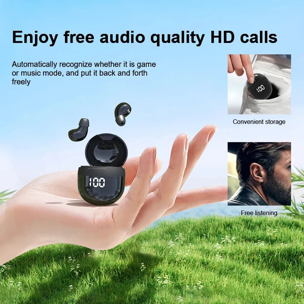 SK18 Mini Cuffie Invisibili Wireless Bluetooth 5.3 Con Microfono Cancellazione Del Rumore HD Per Dormire Con Bassi