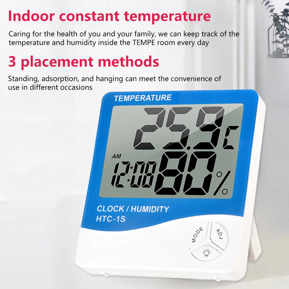 HTC 1S LCD Igrometro Digitale Misuratore di Umidità e Termometro Esterno Interno Stazione Meteo Orologio