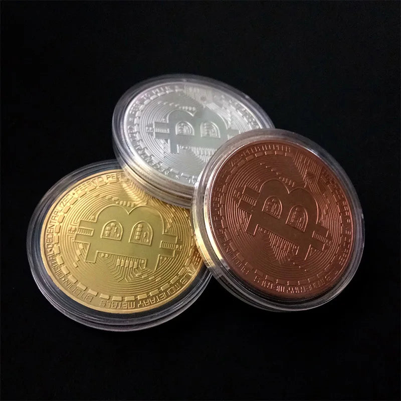 Moneta Bitcoin Placcata In Oro Da Collezione Arte Regalo Commemorativo Fisico Casascius Metallo Imitazione Antica