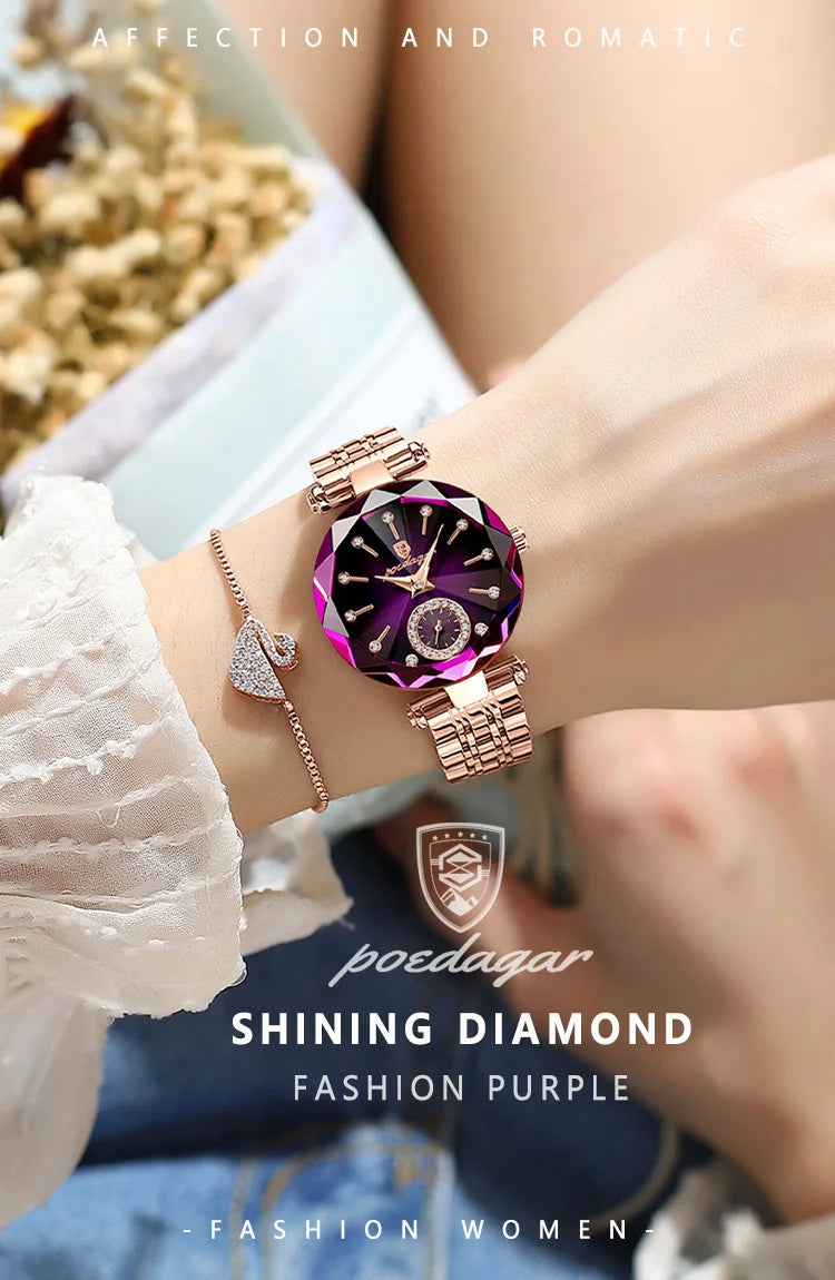 Orologio Da Donna Di Lusso POEDAGAR Impermeabile Al Quarzo Casuale Elegante Con Scatola Inclusa