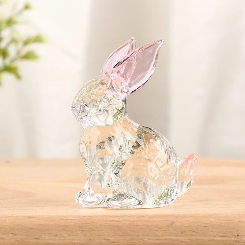Figurine Fatte A Mano Degli Animali Mascotte Coniglio In Vetro Cristallo Ornamenti Per Tavolo Ufficio Soggiorno
