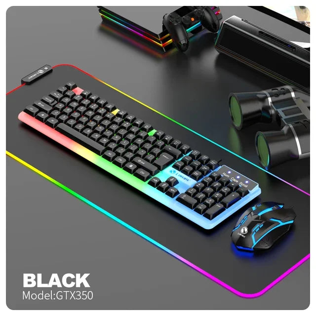 NG GTX350 Tastiera Da Gioco E Mouse Combo USB Cablata Con Retroilluminazione LED Per PC Desktop Nero