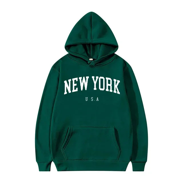 Felpe Con Cappuccio Uomo Donna New York City Stampe Lettere Grafica Casual Harajuku Pullover Abbigliamento Sportivo