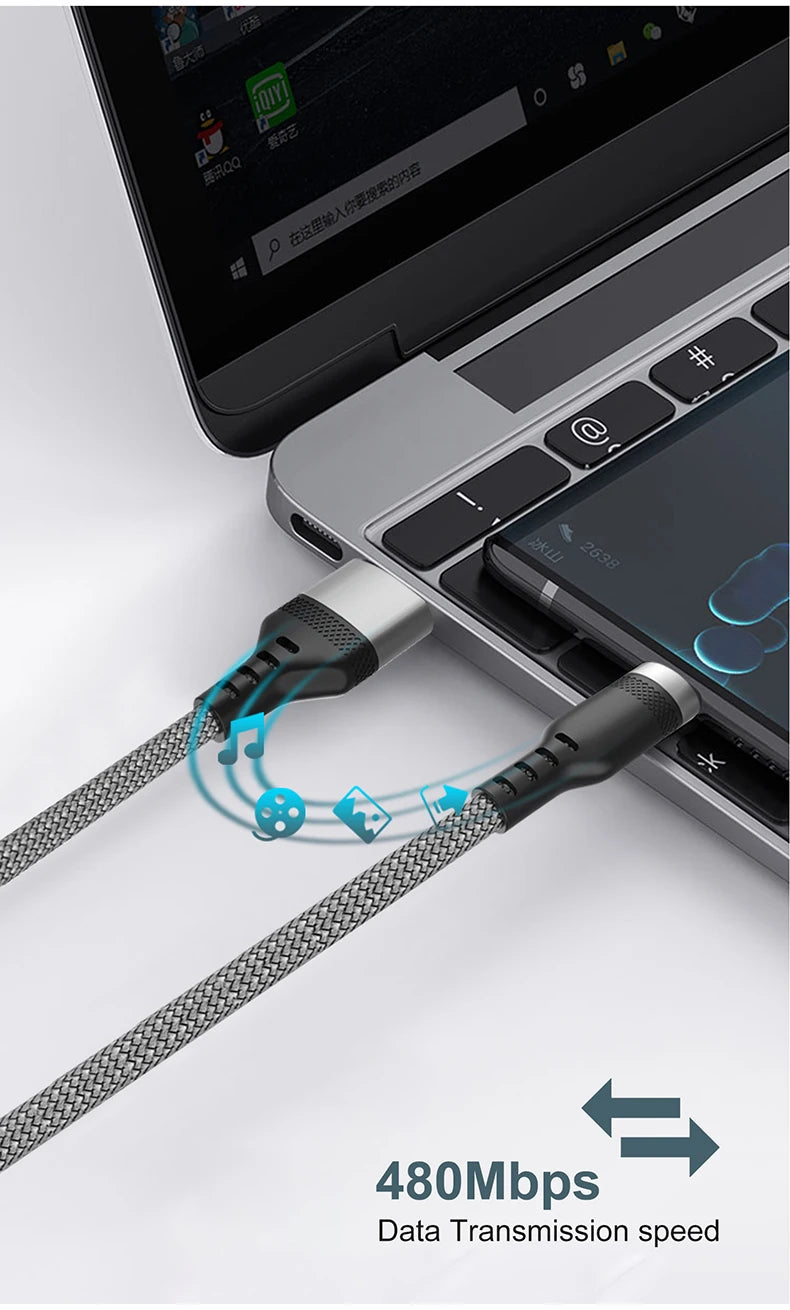 Cavo di Ricarica USB Tipo C 6A Esteso 1m 2m 3m 5m 8m Compatibile con Huawei Xiaomi OnePlus Oppo Vivo Treccia Durevole