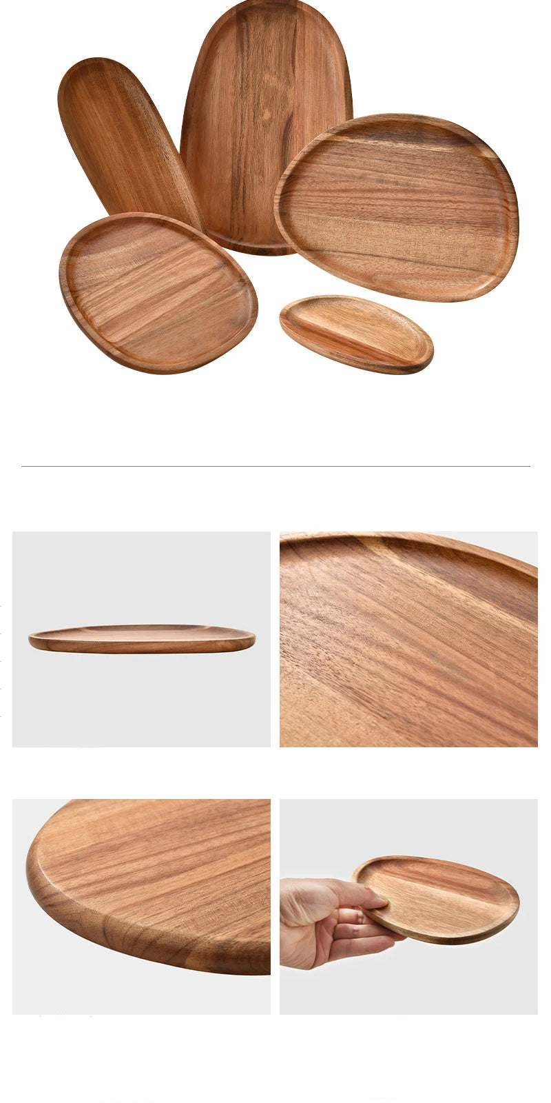 Vassoio Ovale In Legno Di Acacia Piatto Da Portata Per Bevande Teaboard Per Tè Naturale Snack