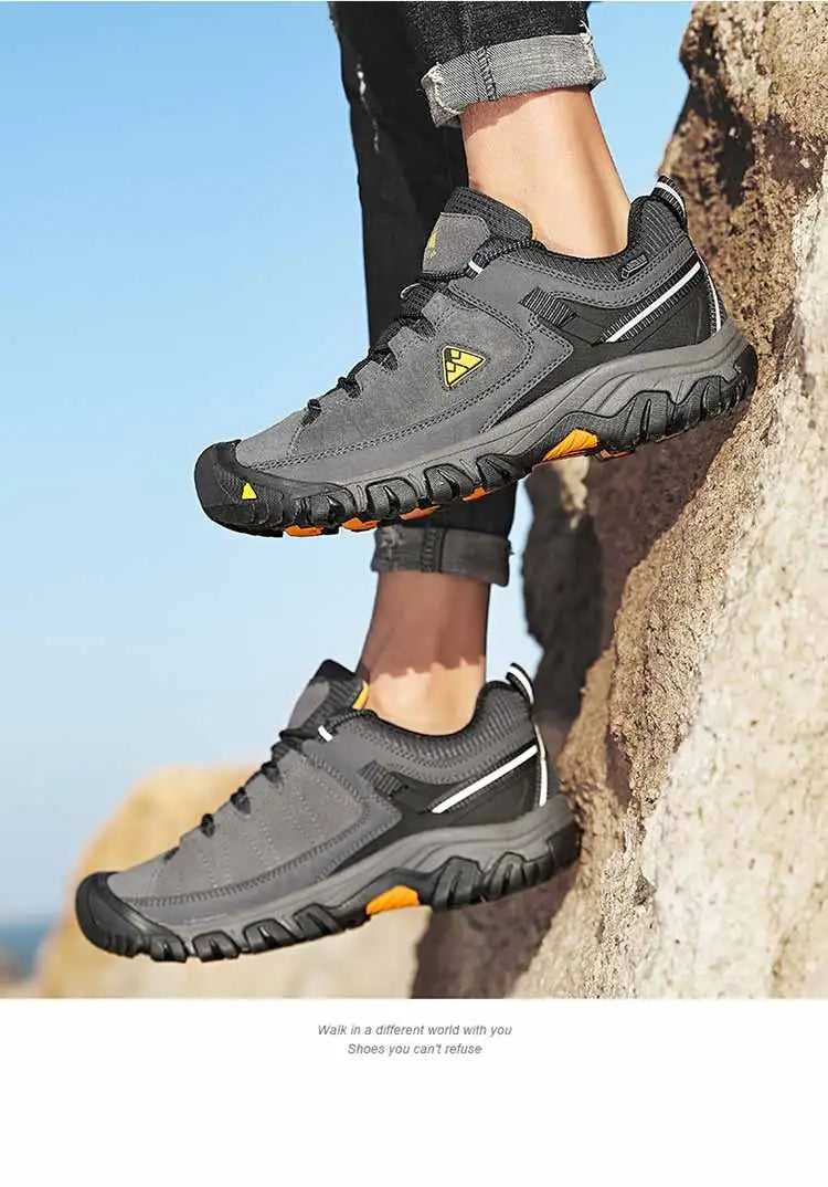 HikeUp Scarpe Da Trekking Uomo In Pelle Resistente Alta Qualità Con Suola In Gomma Per Esterni