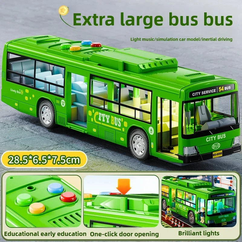Autobus Urbano Grande Bambini Con Luci Suoni Inerzia Porta Aperta Pulsante Modello Scolastico Educativo Giocattolo Regalo