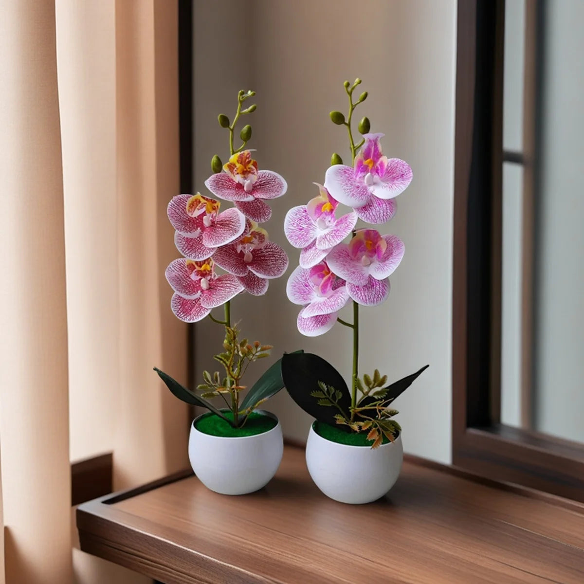Pianta In Vaso Di Orchidea Artificiale Realistica Con Vaso Di Plastica Per Decorazione Centrotavola Tavolo Per Ufficio