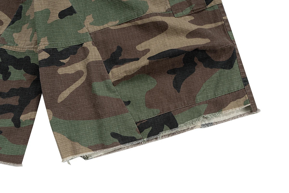 Pantaloncini Corti Cargo Mimetici M65 Silhouette Da Uomo Estivi Larghi Patchwork A Gamba Larga Oversize
