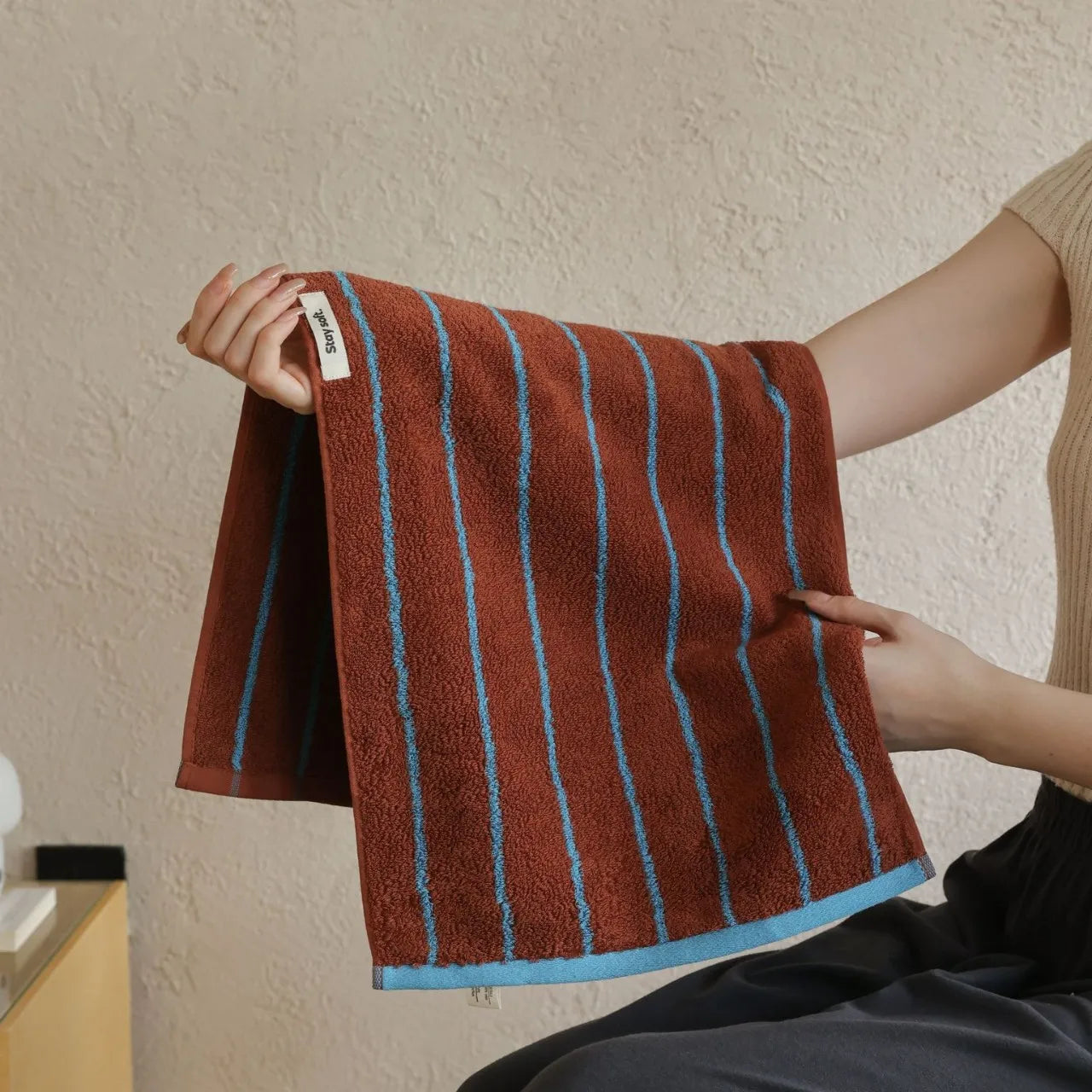 Asciugamano In Cotone A Righe Retrò 70x140 Cm Morbido E Assorbente Per Casa Palestra Cucina