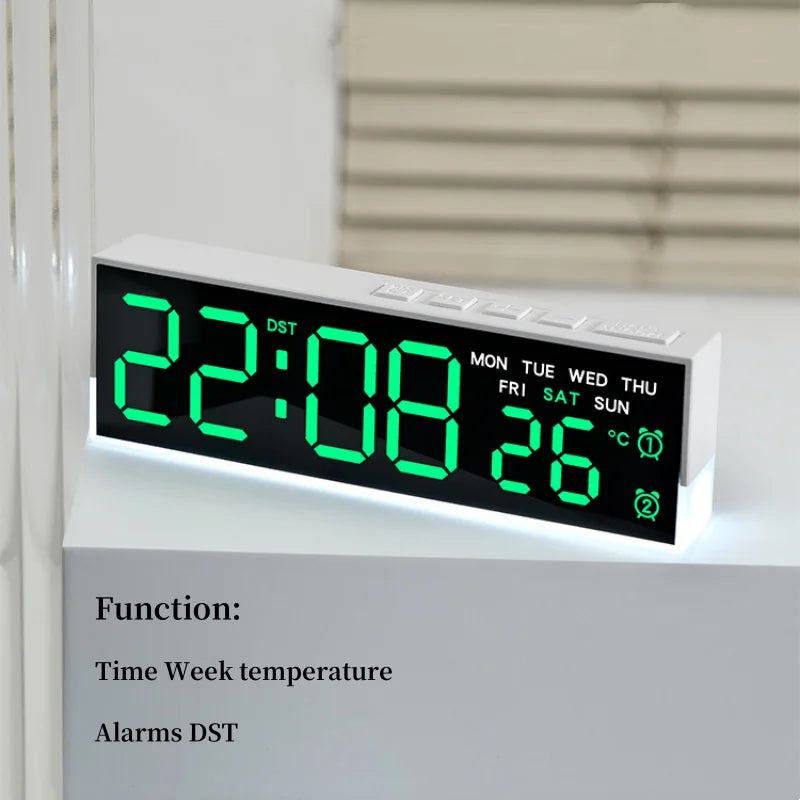 Sveglia Digitale USB Con Luce D'Ambiente Bianca Orologio Da Tavolo LED 12/24 Ore, 3 Livelli Di Luminosità, DST