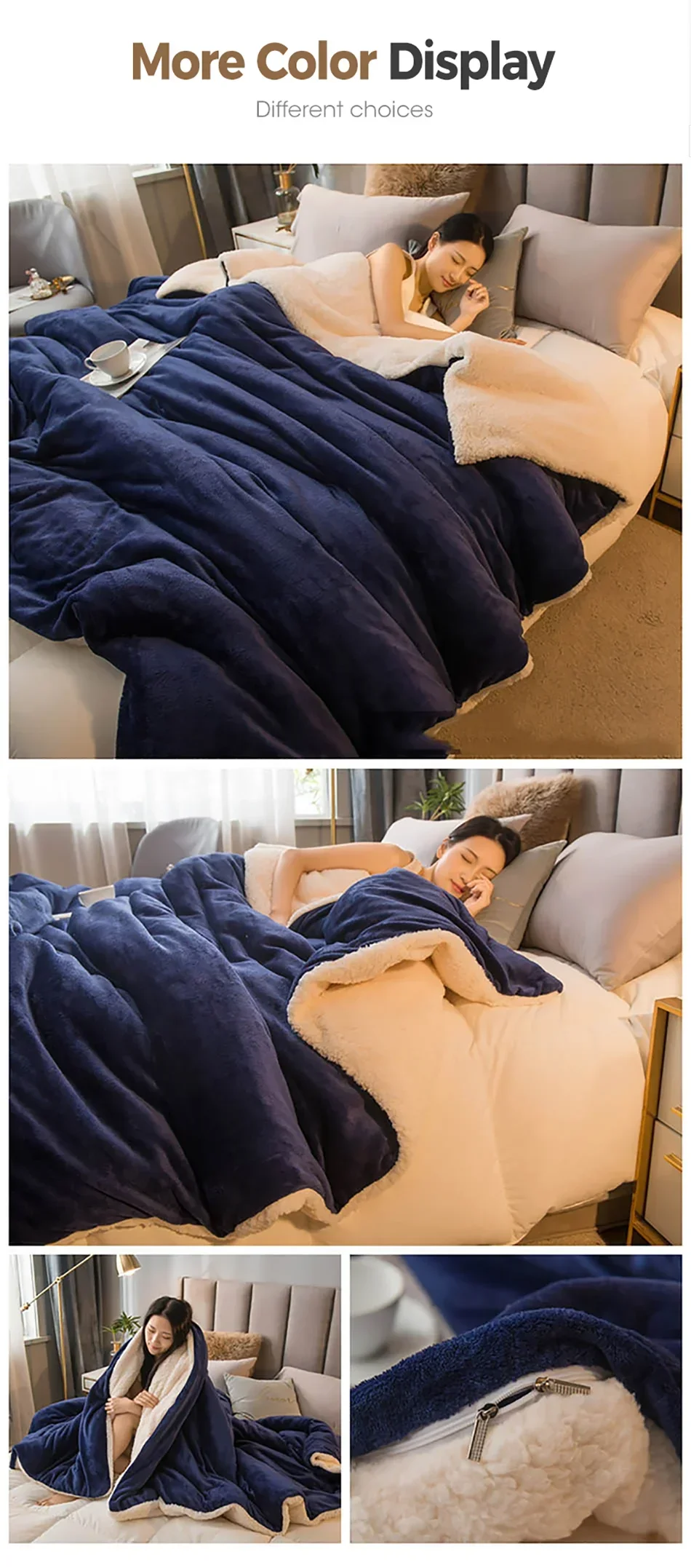 Coperta Riscaldata In Lana Portatile Doppia Faccia Antipilling Queen Letto Invernale Per Campeggio
