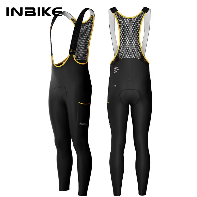 INBIKE Pantaloni Con Bretelle Per Bici Da Strada In Pile Per Uomo Termici Invernali Antivento MTB Ciclismo