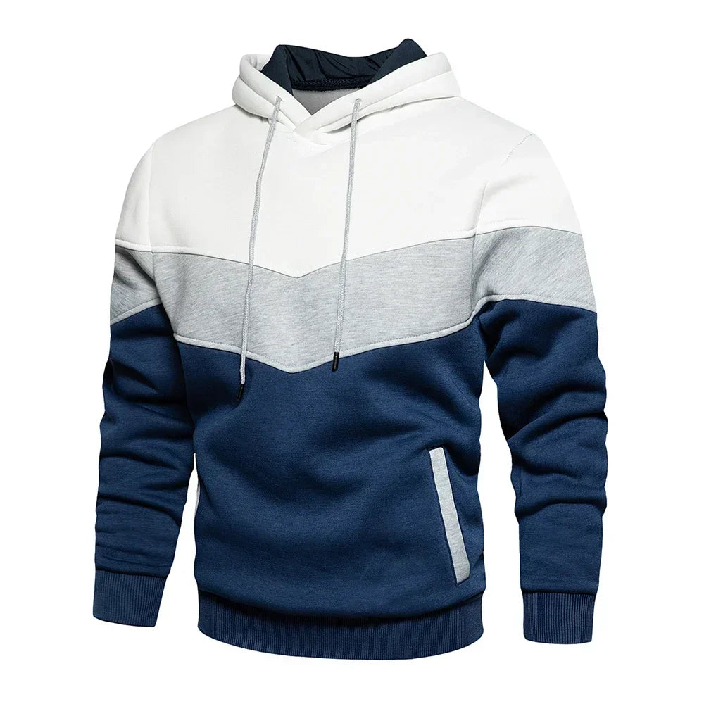 Felpa Patchwork Con Cappuccio Uomo Abbigliamento Casual Ampio Pile Caldo Streetwear Autunno Inverno Sportivo