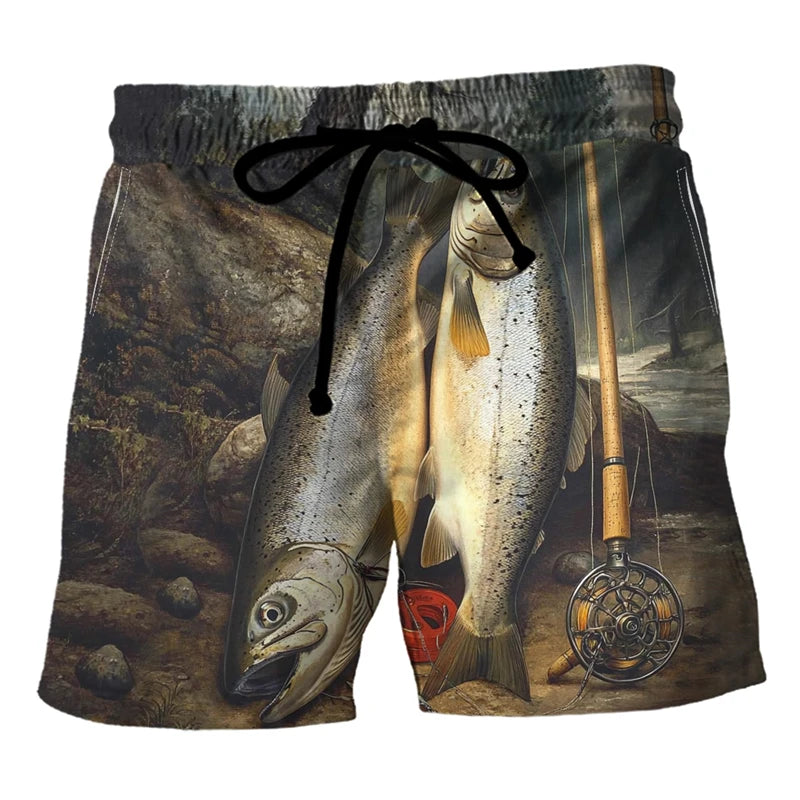 Pantaloncini Da Spiaggia Con Grafica Pesce Alla Moda Stampa 3D Per Pesca Casual Traspiranti Ad Asciugatura Rapida Uomo