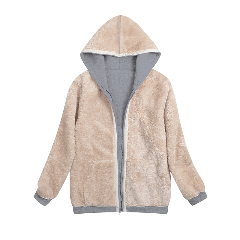 Cappotto Invernale Donna In Peluche Con Cappuccio E Zip Felpa In Pile Calda E Morbida Con Pelliccia Artificiale