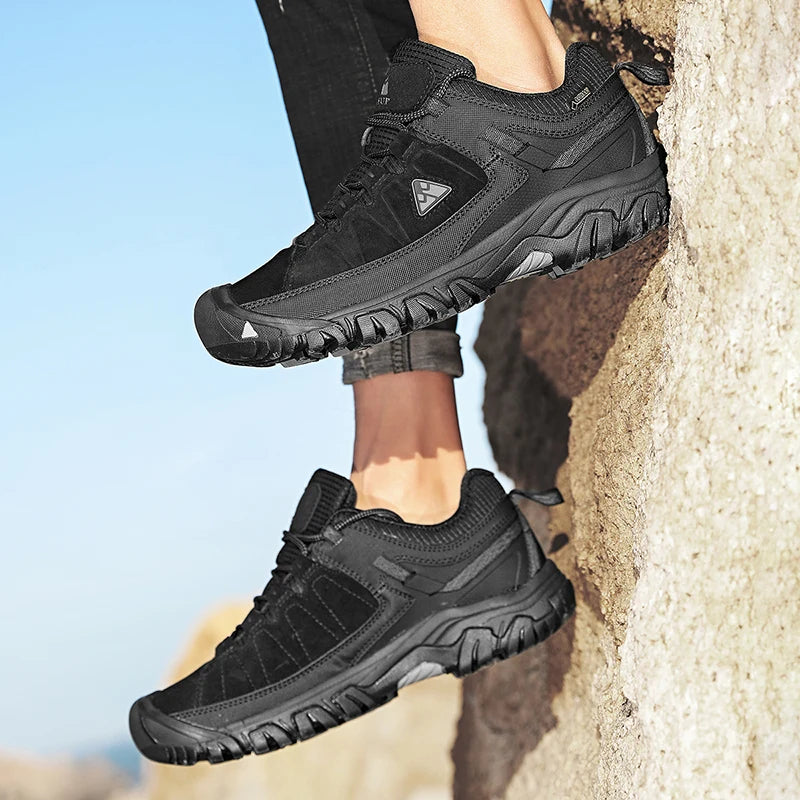 HikeUp Scarpe Da Trekking Da Uomo In Pelle Resistente Di Alta Qualità Con Suola In Gomma E Presa Di Fabbrica Per Esterni