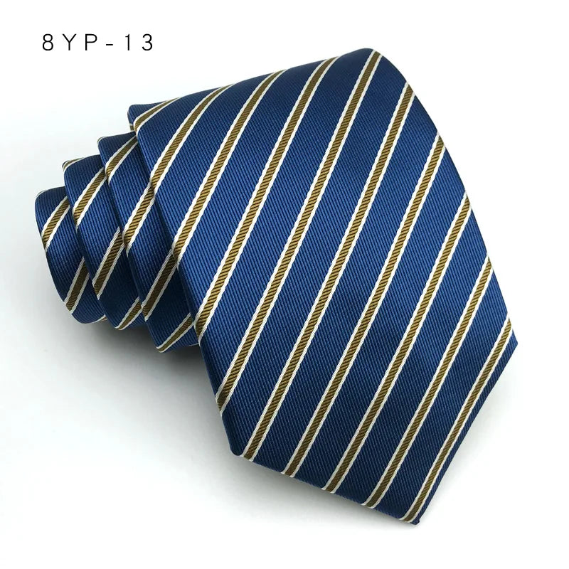 Cravatta Da Uomo 8 Cm In Poliestere Jacquard A Righe Classica Per Matrimonio E Affari Ascot YISHLINE