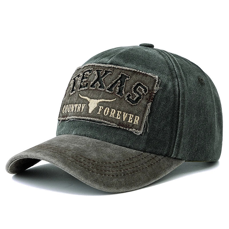 Berretto Baseball Cotone Lavato Unisex Vintage Con Ricamo Texas Motivo Animale Per Uomini Donne All Aperto
