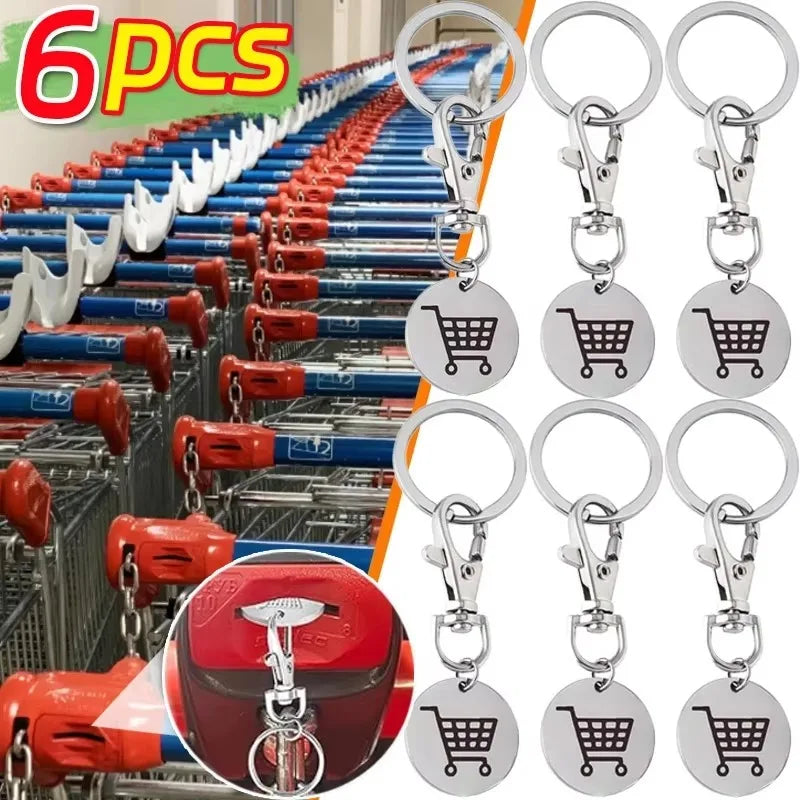 Portachiavi Gettoni Carrello Spesa In Metallo Mini Con Etichetta Monete Per Rimozione Carrello Supermercato Unisex Regali