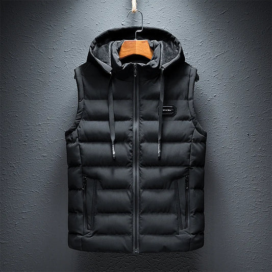 Gilet da Uomo Imbottito in Cotone senza Maniche con Cappuccio Cerniera Taglie Forti 6XL Casual