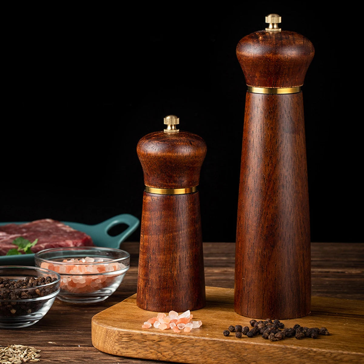 Macinapepe In Legno Con Macinino In Ceramica Regolabile Per Sale Spezie Erbe 0,625 Pollici