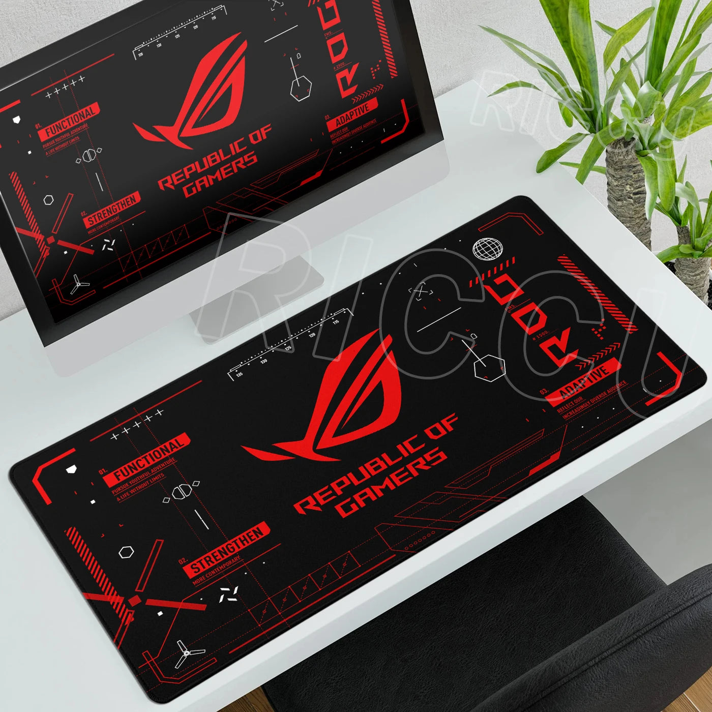 Tappetino per Mouse XXL ASUS ROG Republic Of Gamers Antiscivolo in Gomma per Scrivania da Gioco e Tastiera